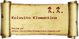 Kolovits Klementina névjegykártya